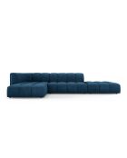 Canapé d'angle gauche modulaire en chenille Francesca 5 places bleu roi - 323 x 160 x 70 cm