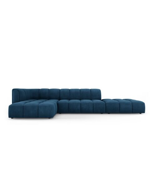 Canapé d'angle gauche modulaire en chenille Francesca 5 places bleu roi - 323 x 160 x 70 cm