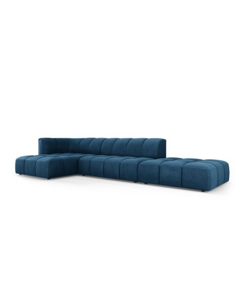 Canapé d'angle gauche modulaire en chenille Francesca 5 places bleu roi - 323 x 160 x 70 cm