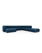 Canapé d'angle droit panoramique modulable en chenille Francesca 7 places bleu roi - 329 x 276 x 70 cm