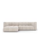Canapé d'angle gauche modulaire en chenille Francesca 3 places beige - 256 x 160 x 70 cm
