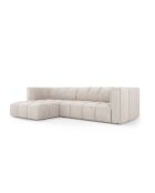 Canapé d'angle gauche modulaire en chenille Francesca 3 places beige - 256 x 160 x 70 cm