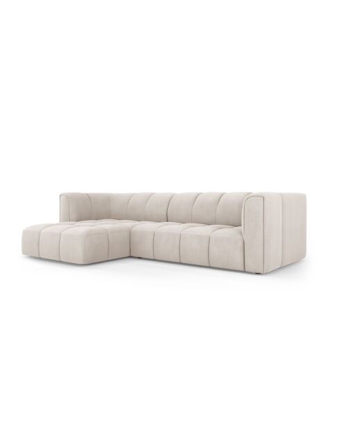 Canapé d'angle gauche modulaire en chenille Francesca 3 places beige - 256 x 160 x 70 cm