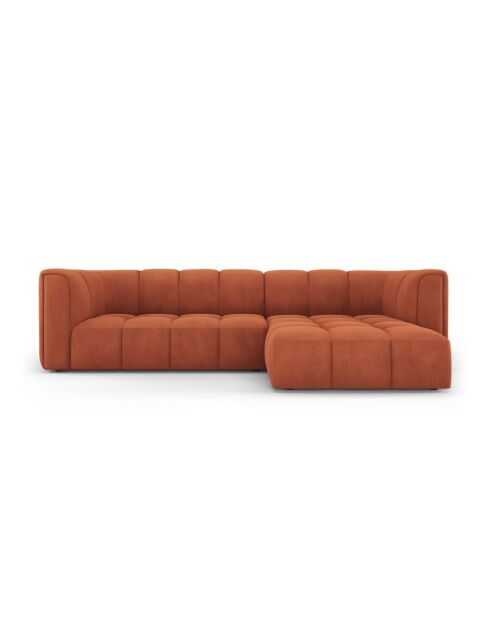 Canapé d'angle droit modulaire en chenille Francesca 3 places orange - 256 x 160 x 70 cm