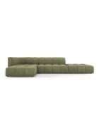 Canapé d'angle gauche modulaire en chenille Francesca 5 places vert clair - 323 x 160 x 70 cm