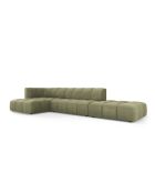 Canapé d'angle gauche modulaire en chenille Francesca 5 places vert clair - 323 x 160 x 70 cm