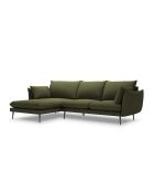 Canapé d'angle gauche en tissu structuré Elio 5 places vert - 251 x 170 x 97 cm