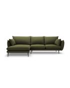Canapé d'angle gauche en tissu structuré Elio 5 places vert - 251 x 170 x 97 cm