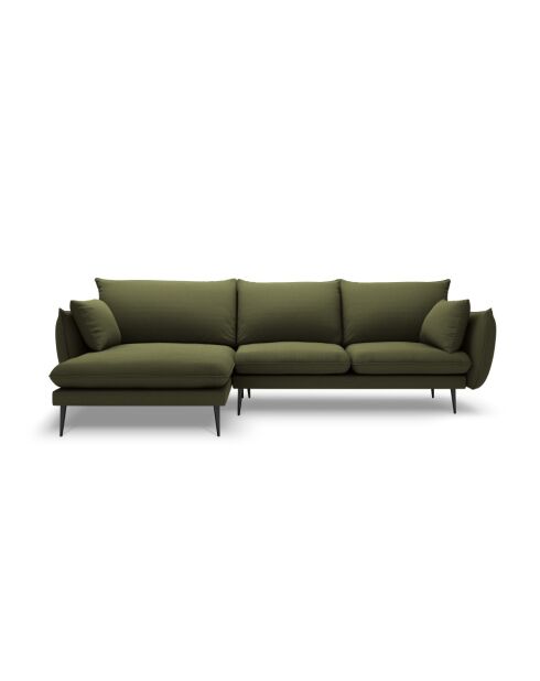 Canapé d'angle gauche en tissu structuré Elio 5 places vert - 251 x 170 x 97 cm