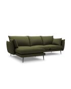 Canapé d'angle gauche en tissu structuré Elio 5 places vert - 251 x 170 x 97 cm