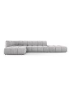 Canapé d'angle gauche modulaire en chenille Francesca 5 places gris clair - 323 x 160 x 70 cm