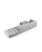 Canapé d'angle gauche modulaire en chenille Francesca 5 places gris clair - 323 x 160 x 70 cm