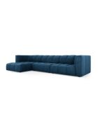 Canapé d'angle gauche modulaire en chenille Francesca 5 places bleu roi - 316 x 160 x 70 cm