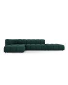 Canapé d'angle gauche modulaire en chenille Francesca 5 places vert bouteille - 323 x 160 x 70 cm
