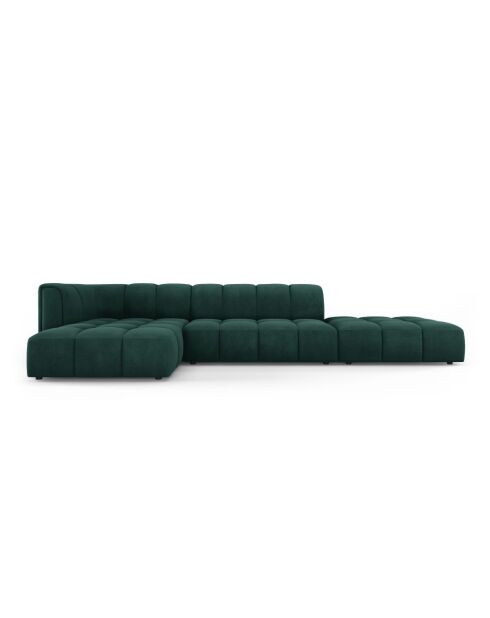 Canapé d'angle gauche modulaire en chenille Francesca 5 places vert bouteille - 323 x 160 x 70 cm
