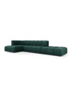 Canapé d'angle gauche modulaire en chenille Francesca 5 places vert bouteille - 323 x 160 x 70 cm