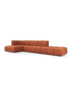 Canapé d'angle gauche modulaire en chenille Francesca 5 places orange - 323 x 160 x 70 cm