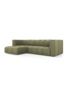 Canapé d'angle gauche modulaire en chenille Francesca 3 places vert clair - 256 x 160 x 70 cm