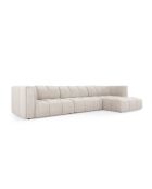 Canapé d'angle droit modulaire en chenille Francesca 5 places beige - 316 x 160 x 70 cm