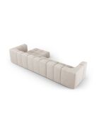 Canapé d'angle droit modulaire en chenille Francesca 5 places beige - 316 x 160 x 70 cm