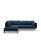 Canapé d'angle gauche en tissu structuré Elio 5 places bleu - 251 x 185 x 95 cm
