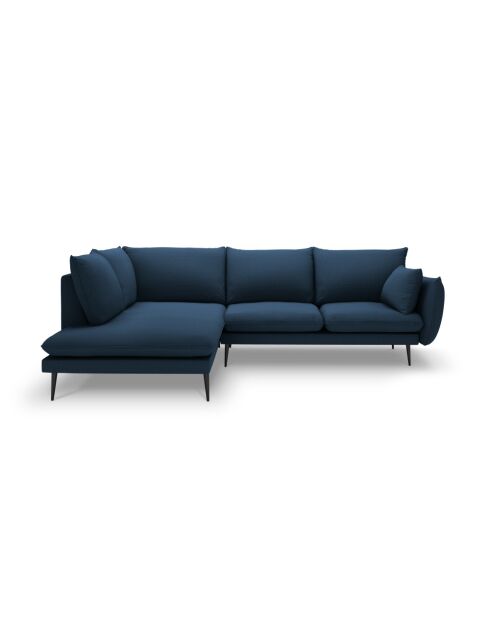 Canapé d'angle gauche en tissu structuré Elio 5 places bleu - 251 x 185 x 95 cm