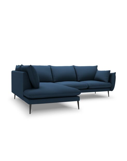 Canapé d'angle gauche en tissu structuré Elio 5 places bleu - 251 x 185 x 95 cm