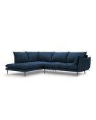 Canapé d'angle gauche en tissu structuré Elio 5 places bleu - 251 x 185 x 95 cm