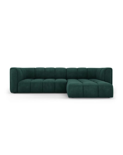 Canapé d'angle droit modulaire en chenille Francesca 3 places vert bouteille - 256 x 160 x 70 cm