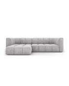 Canapé d'angle gauche modulaire en chenille Francesca 3 places gris clair - 256 x 160 x 70 cm