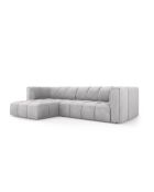 Canapé d'angle gauche modulaire en chenille Francesca 3 places gris clair - 256 x 160 x 70 cm