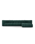 Francesca 5-zits modulaire hoekbank van chenille met rechte hoek, flesgroen - 316 x 160 x 70 cm