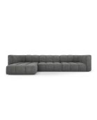 Canapé d'angle gauche modulaire en chenille Francesca 5 places gris foncé - 316 x 160 x 70 cm