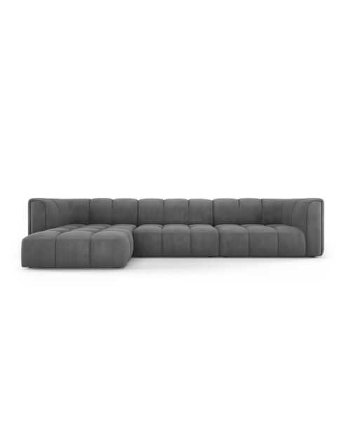 Canapé d'angle gauche modulaire en chenille Francesca 5 places gris foncé - 316 x 160 x 70 cm