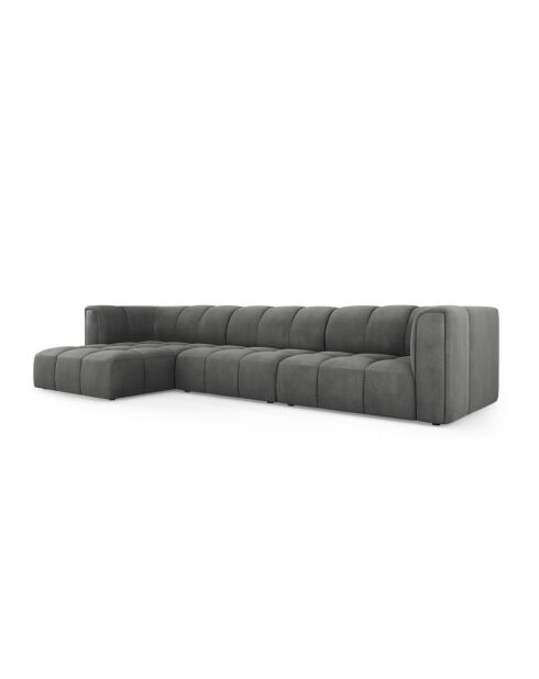 Canapé d'angle gauche modulaire en chenille Francesca 5 places gris foncé - 316 x 160 x 70 cm