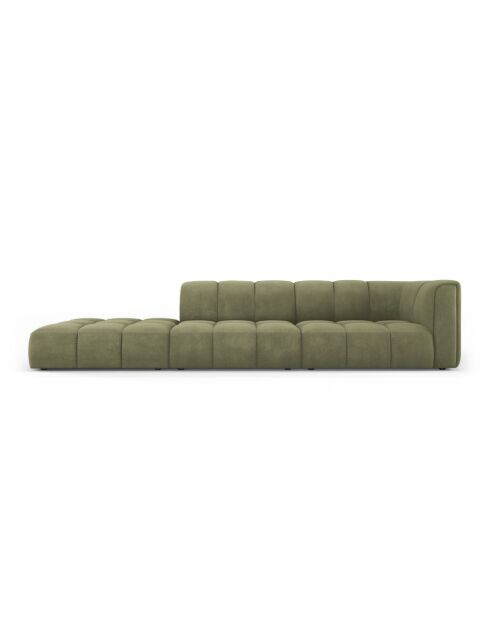 Canapé modulable gauche en chenille Francesca 4 places vert clair - 293 x 96 x 70 cm