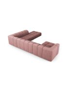 Canapé d'angle droit panoramique modulable en chenille Francesca 7 places rose - 329 x 276 x 70 cm