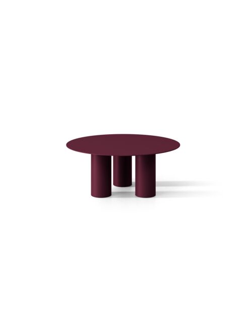 Table basse en métal Lucio bordeaux - 80 x 80 x 33.5 cm