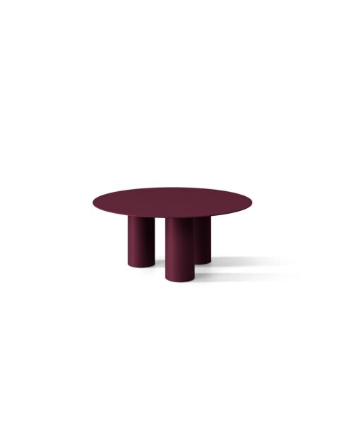 Table basse en métal Lucio bordeaux - 80 x 80 x 33.5 cm