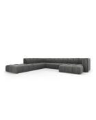 Canapé d'angle gauche panoramique modulable en chenille Francesca 7 places gris foncé - 329 x 276 x 70 cm