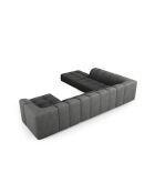 Canapé d'angle gauche panoramique modulable en chenille Francesca 7 places gris foncé - 329 x 276 x 70 cm
