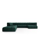 Canapé d'angle gauche panoramique modulable en chenille Francesca 7 places vert bouteille - 329 x 276 x 70 cm