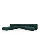 Canapé d'angle gauche panoramique modulable en chenille Francesca 7 places vert bouteille - 329 x 276 x 70 cm