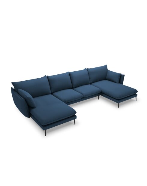 Canapé panoramique en tissu structuré Elio 6 places bleu - 344 x 170 x 97 cm