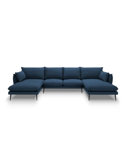Canapé panoramique en tissu structuré Elio 6 places bleu - 344 x 170 x 97 cm