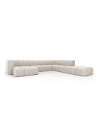 Canapé d'angle droit panoramique modulable en chenille Francesca 7 places beige - 329 x 276 x 70 cm