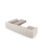 Canapé d'angle droit panoramique modulable en chenille Francesca 7 places beige - 329 x 276 x 70 cm