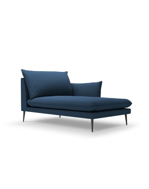 Chaise longue droite en tissu structuré Elio bleue - 107 x 170 x 97 cm