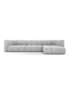 Francesca Modulares Ecksofa aus Chenille für 5 Personen, rechts, hellgrau - 316 x 160 x 70 cm