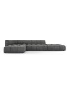 Canapé d'angle gauche modulaire en chenille Francesca 5 places gris foncé - 323 x 160 x 70 cm
